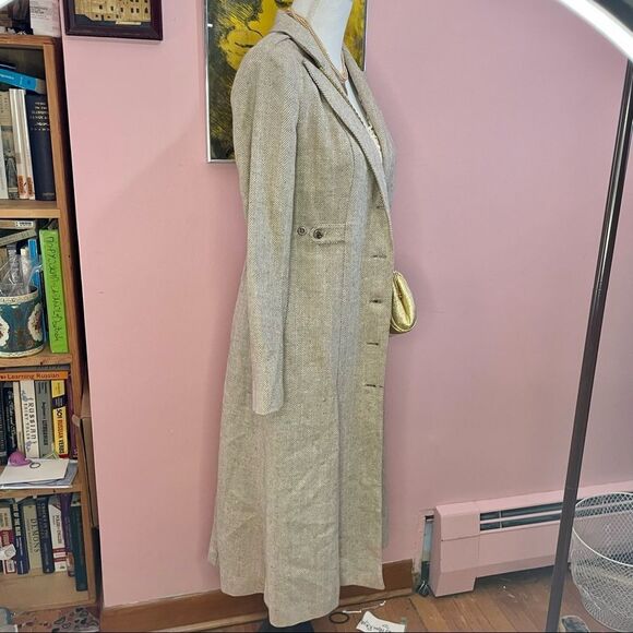 Vintage Plaisir Paris New York Spring Herringbone Wool Coat - Picture 3 of 11